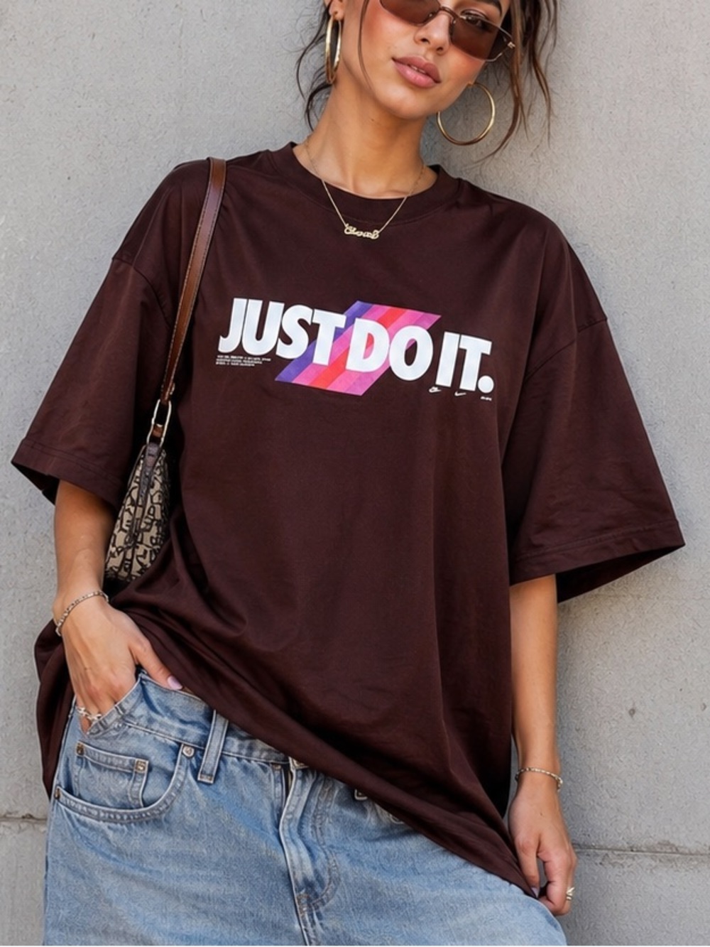 Nike Burgundy ‘Just Do It.' Graphic Short Sleeve Tee